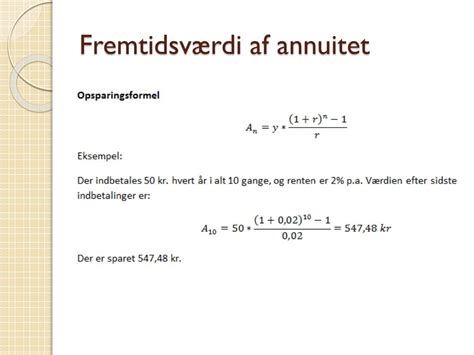 Bevis for fremtidsværdi af en annuitet